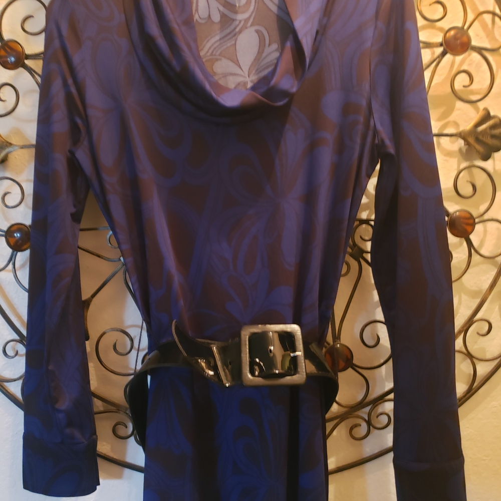 INC International Concepts Mini Blue Dress with Black Belt